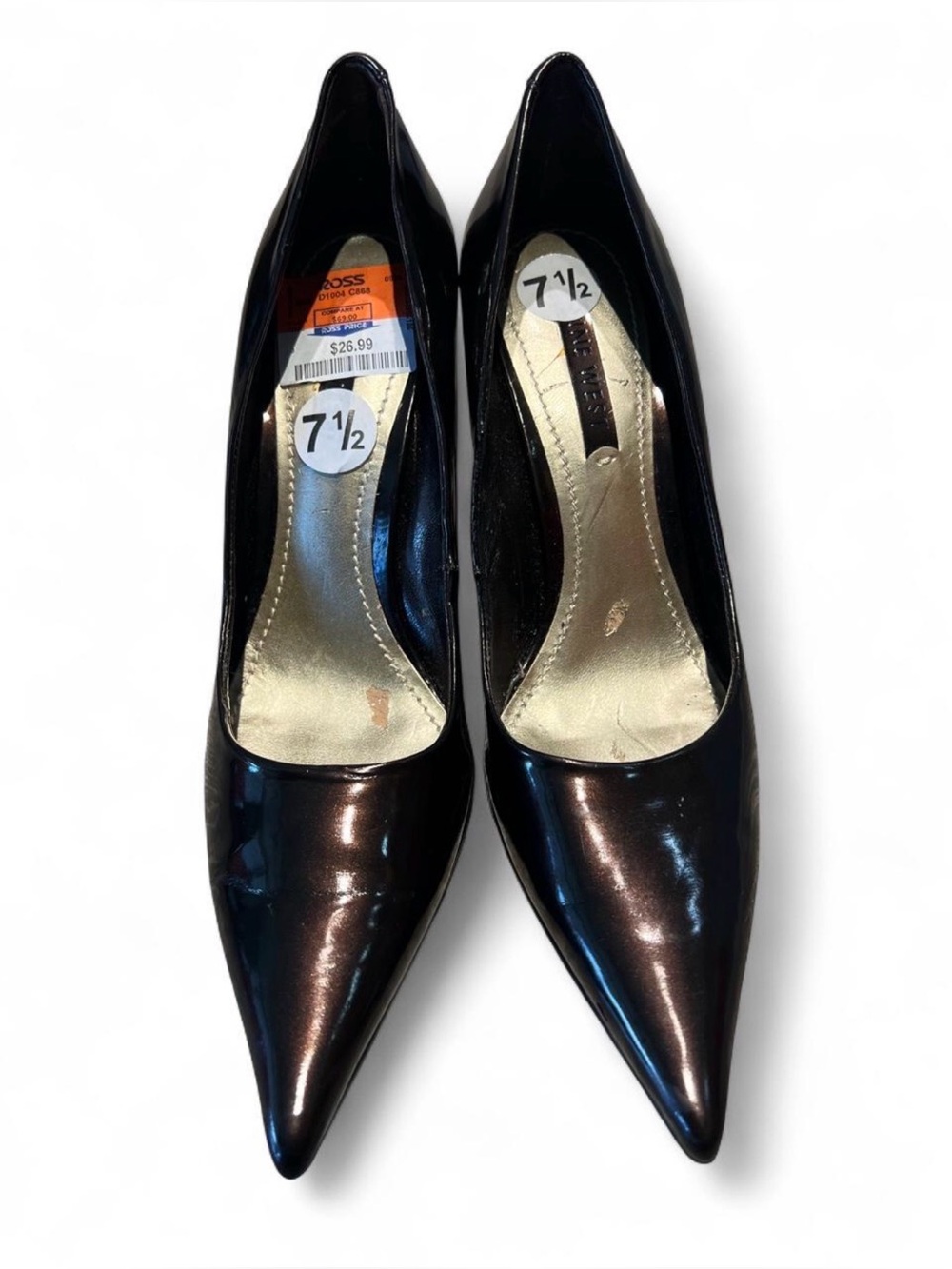 New Nine West black brown patent pumps size 7.5 Classic Pointed Toe Pumps